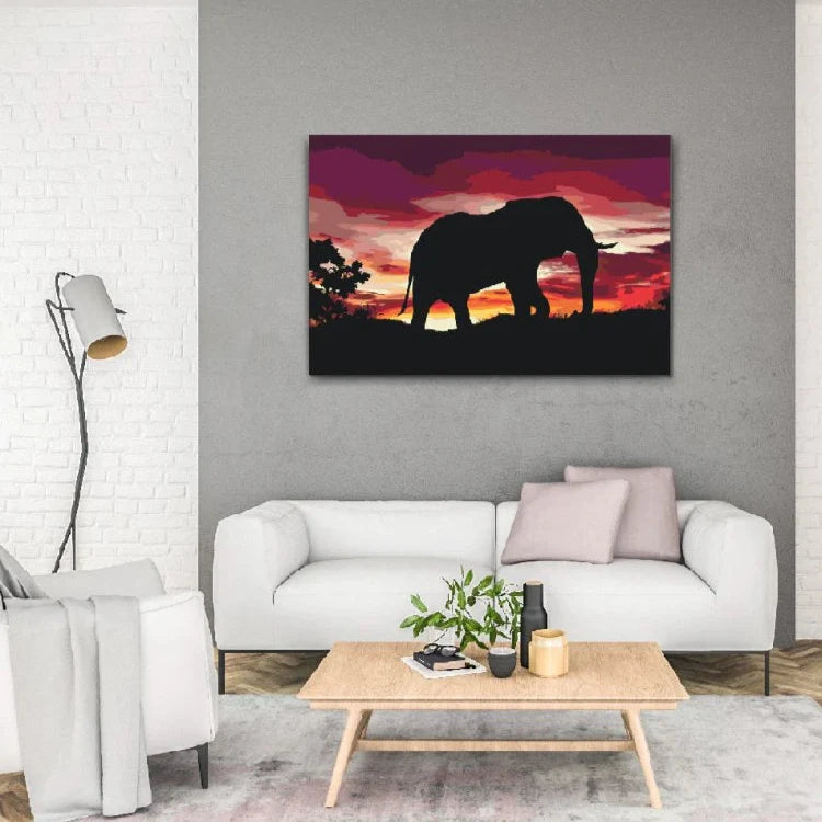 Afrikansk Elefant i Solnedgang