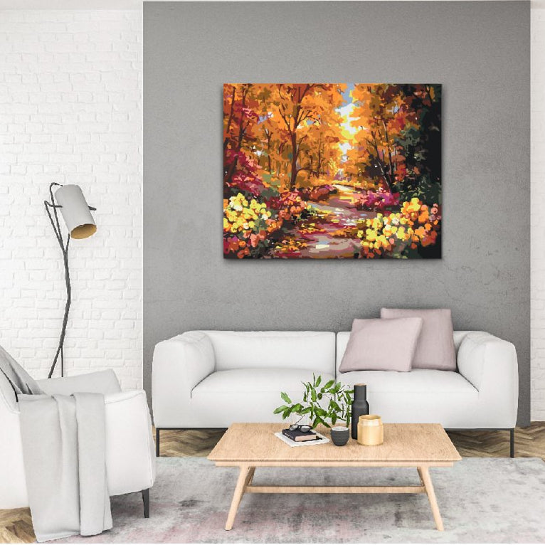 Efterår i skoven - mal efter tal for voksne med hurtig levering