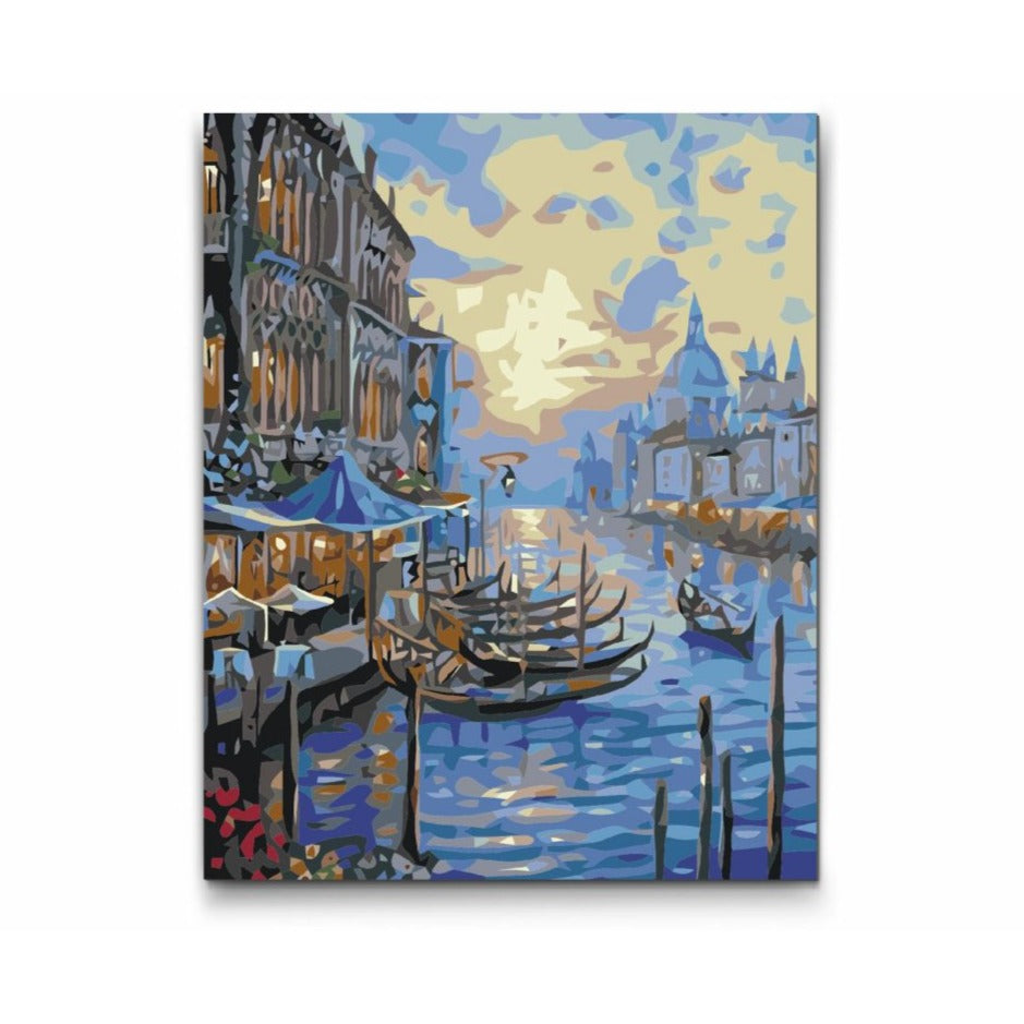 Gondola parkering ved Grand Kanal - Dobbelt maling og ramme medfølger. Med gratis vering. PAINT BY NUMBERS med GRATIS DAG TIL DAG LEVERING