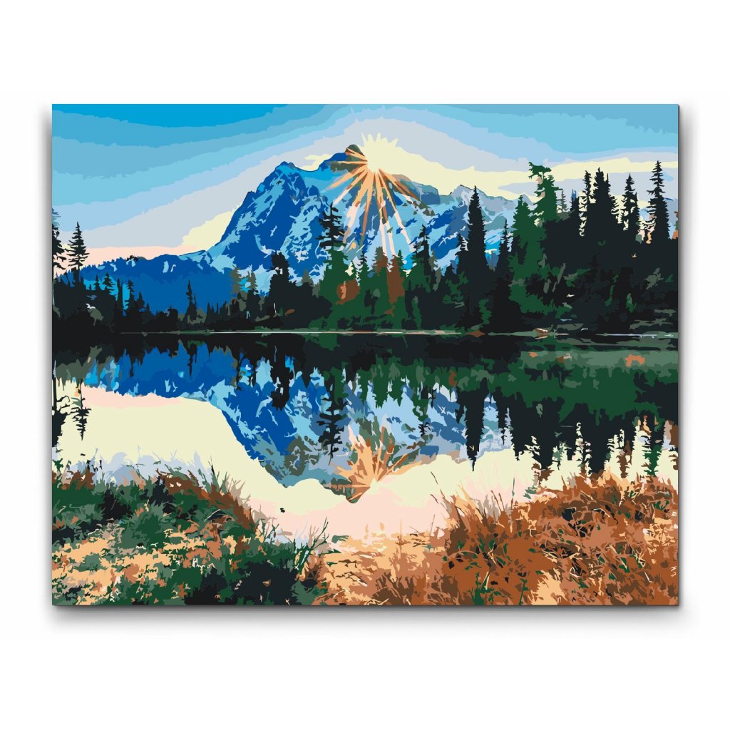 Mountain Reflection - mal efter tal for voksne - Dobbelt maling og ramme medfølger. Med gratis levering