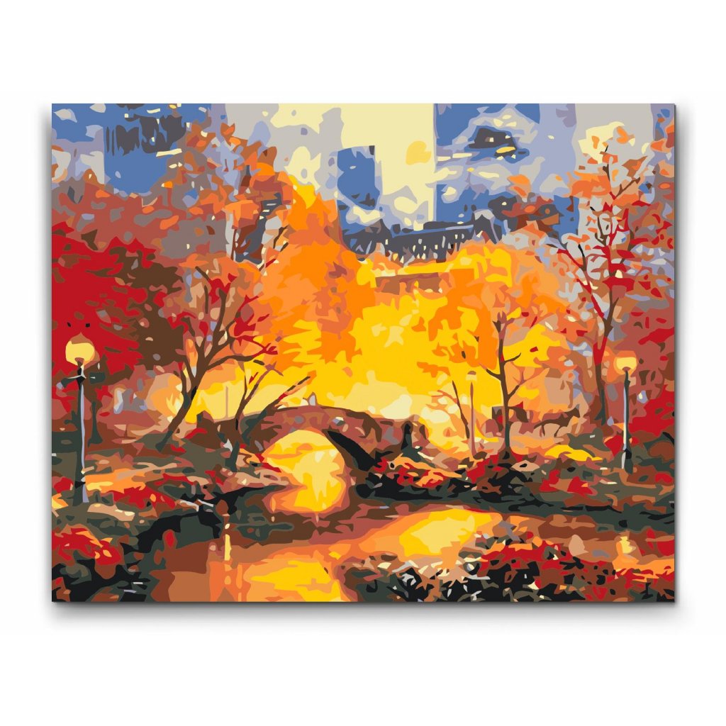 Mal Efter Tal - Central Park New York - Dobbelt maling og ramme medfølger. Med gratis dag til dag levering