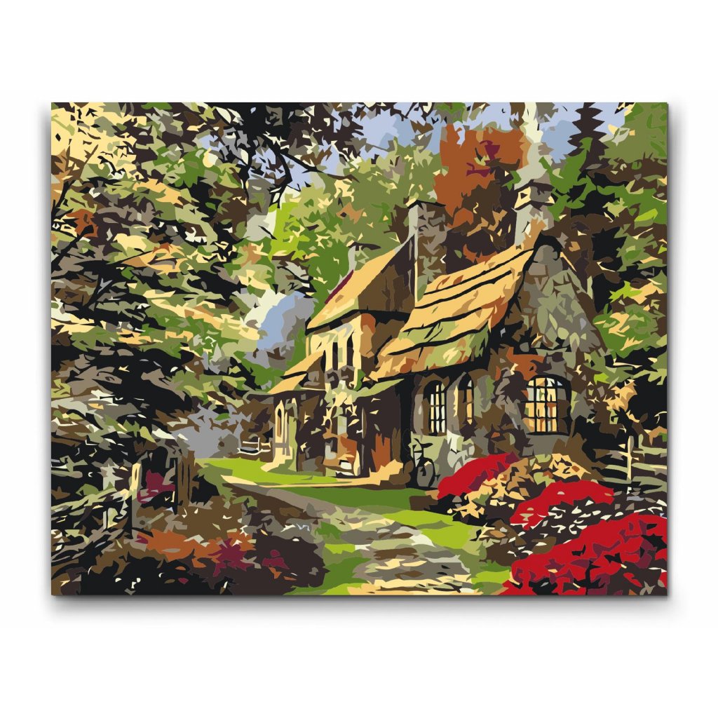 Paint By Numbers for voksne - COZY COTTAGE - Dobbelt maling og gratis levering.