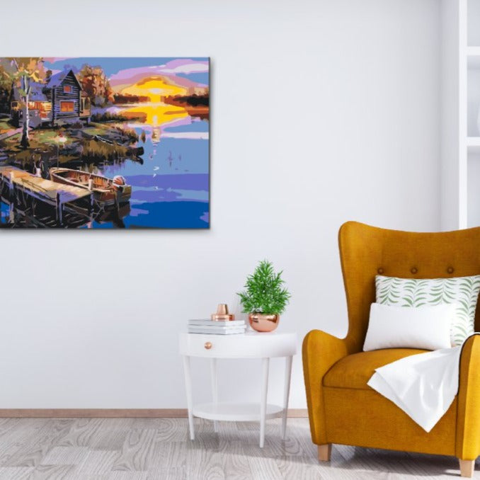 Mal Efter Tal for voksne - Fisketur - Dobbelt maling med gratis levering.