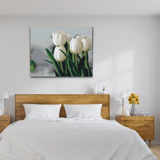 Mal Efter Tal - HVIDE TULIPANER- Paint By Numbers