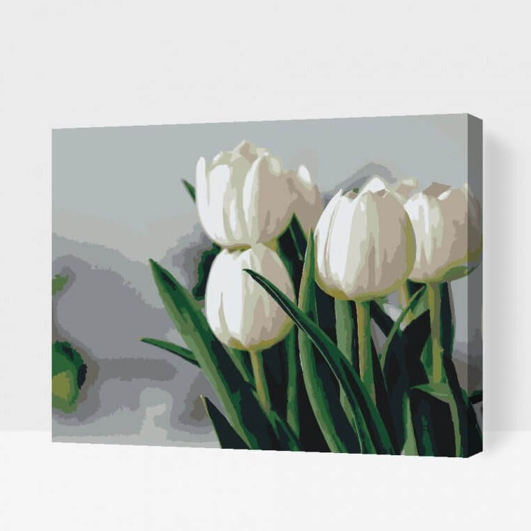 Mal Efter Tal - HVIDE TULIPANER- Paint By Numbers