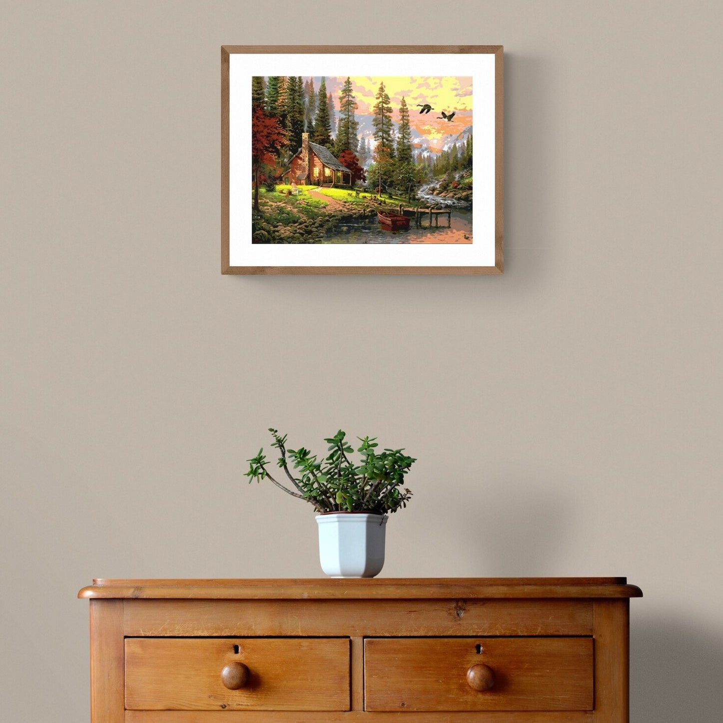 Paint By Numbers - HYTTE I SKOVEN - gratis hurtig levering