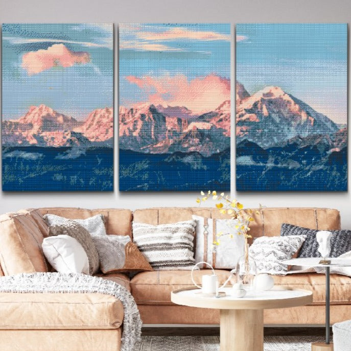 Diamond Painting - Snebelagte Bjerge - diamant maleri i 3 dele