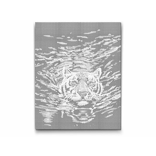 Svømmende tiger - Tegn med Prikker - PRIK KUNST- Ny afslappende hobby