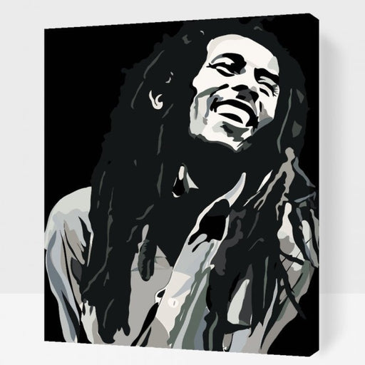 Mal dit eget Bob Marley portræt i klassisk sort og hvid med vores paint by numbers kit. Skab legendarisk kunst i dit eget tempo.