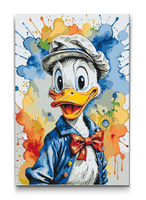 Anders And mal efter tal på lærred – farvesplash