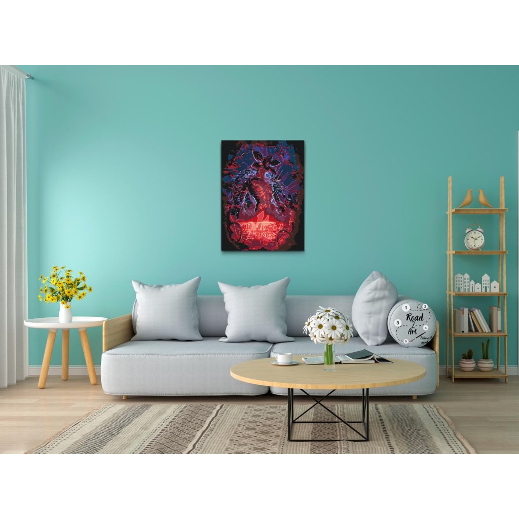 paint by numbers – neon monster på mørk baggrund