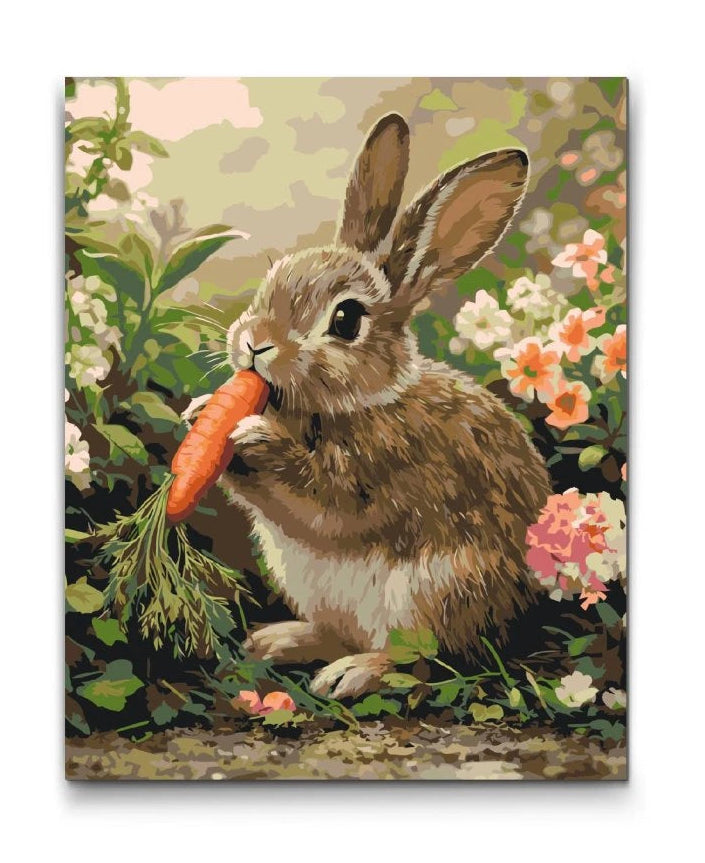 mal efter tal kanin med gulerod på premium lærred