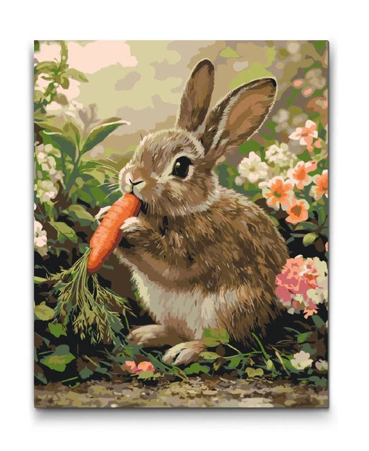 mal efter tal kanin med gulerod på premium lærred