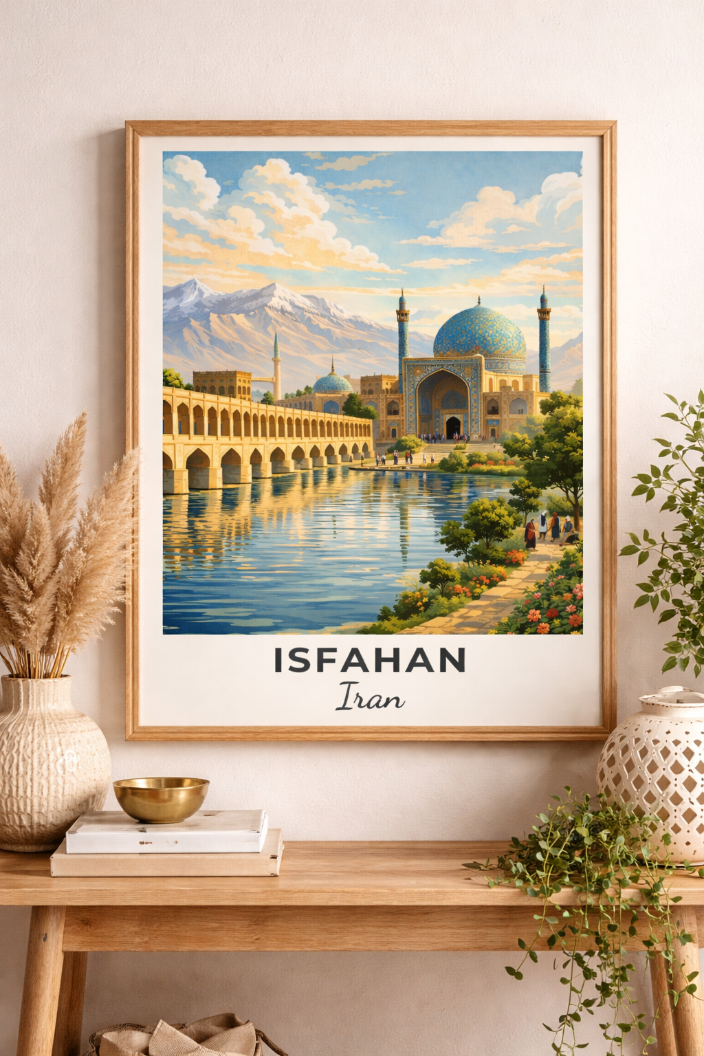 Mal efter tal motiv af Isfahan med klassisk iransk arkitektur og harmoniske farver
