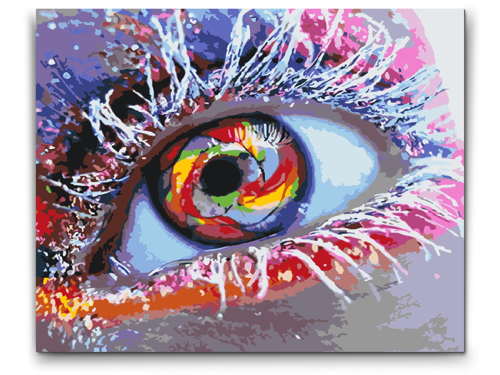 Rainbow eye - paint by numbers med dobbelt maling, gratis og hurtig levering 