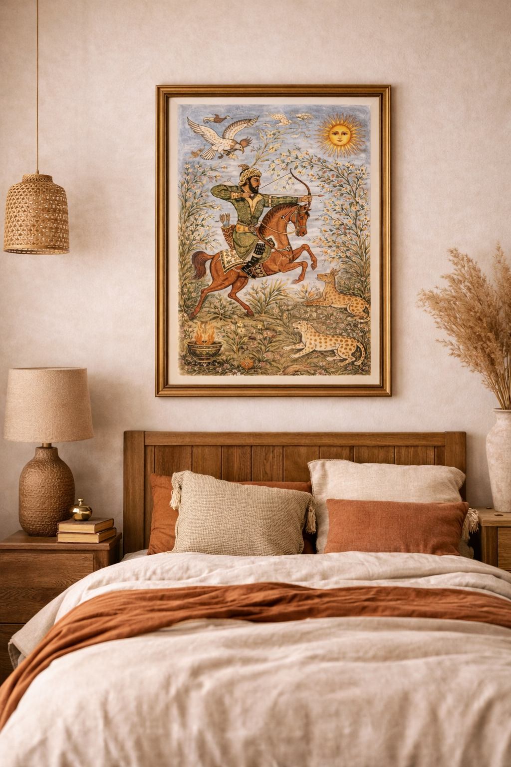 Ferdowsi Shahnameh inspireret mal efter tal – persisk kriger i klassisk miniaturestil – overskud til Amnesty