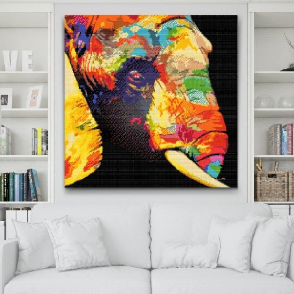 Farverig elefant - premium heldækkende diamond painting