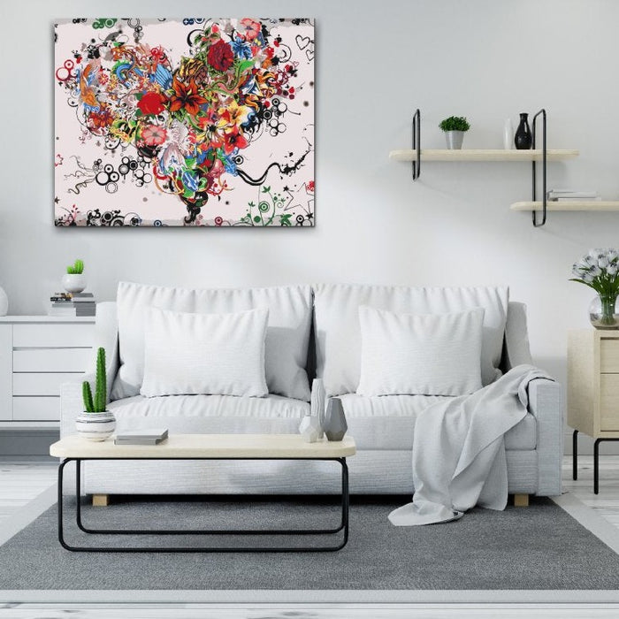 Mal Efter Tal - HJERTE MED BLOMSTER- Paint By Numbers