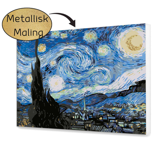 STJERNENATTEN af Vincent Van Gogh med metallisk maling